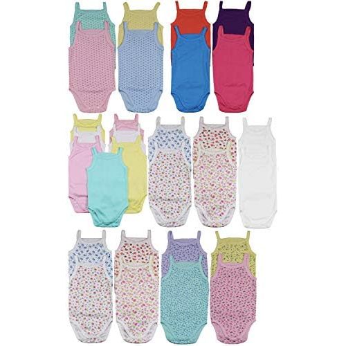 ToBeInStyle Baby Girls' 4 Pack Overall One-Piece Bodysuit