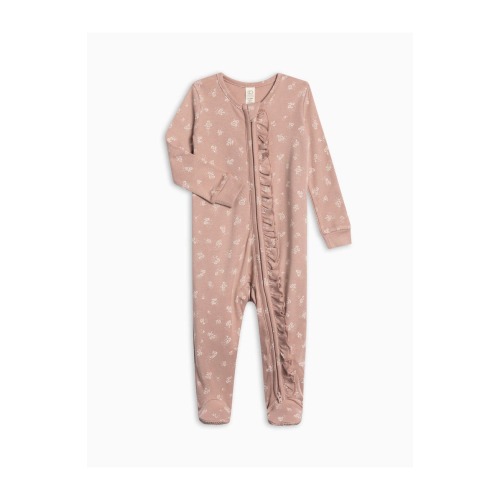 Organic Cotton Neve Ruffle Zipper Footie, Newborn