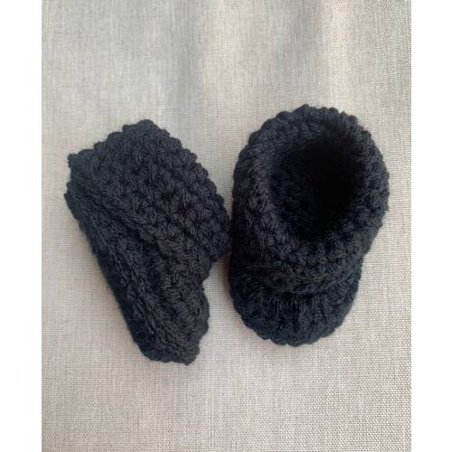 Black Booties for Baby Homecoming Outfit, Baby Newborn Booties, Newborn Crochet Booties, Baby Newborn Shoes, Booties Baby, Crocheted Booties