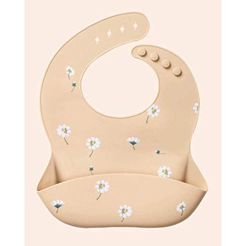 Silicone Baby Bibs for Babies and Toddlers - Waterproof, Adjustable, Soft, Comfortable Silicone Baby Bibs with Pocket Stops Stains - Feeding Bib for Girls or Boys - Cosmos