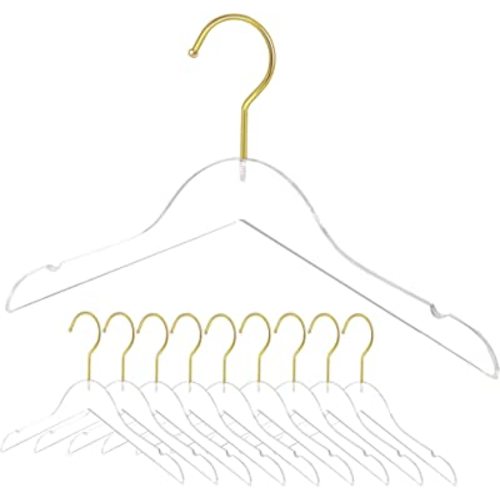 10 Pack Clear Acrylic Children's Hangers for Kids, Baby, Toddler, Infant Clothes Closet - Premium