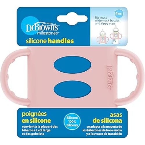 Dr. Brown's Silicone Bottle Handle for Wide-Neck Baby Bottles - Pink - 4m+