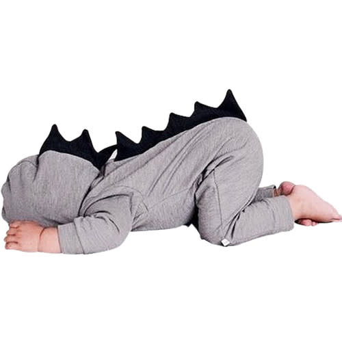 BQUBO Baby Cartoon Onesies Dinosaur Romper Long Sleeve One-Piece Jumpsuit - 3-6 Months - Grey / Zipper Front