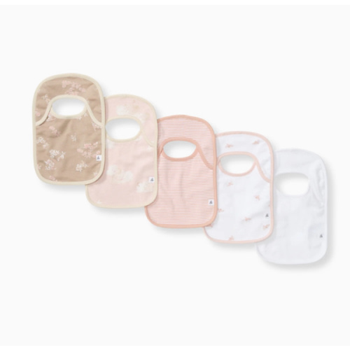 Whimsical Floral Organic Cotton Baby Bibs 5 Pack