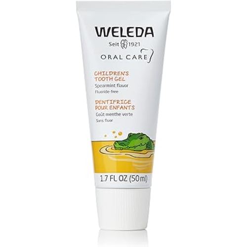 Weleda Oral Care Childrens Tooth Gel, 1.7 Fluid Ounce, Fluoride Free, Spearmint Flavor, Plant Rich Toothpaste with Calendula, Silica and Fennel