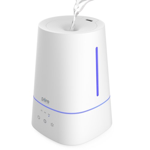 Pure Enrichment HUME Max - Easy Top Fill Ultrasonic Cool Mist Humidifier, Black, White
