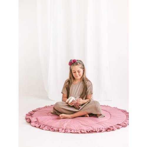 Pink Baby Play Mat, Infant Mat, Summer Decor, Tummy Time Mat, Round Pink Mat For Nursery, Ruffled Playmat, Kids Teepee Mat, Kid Birthday