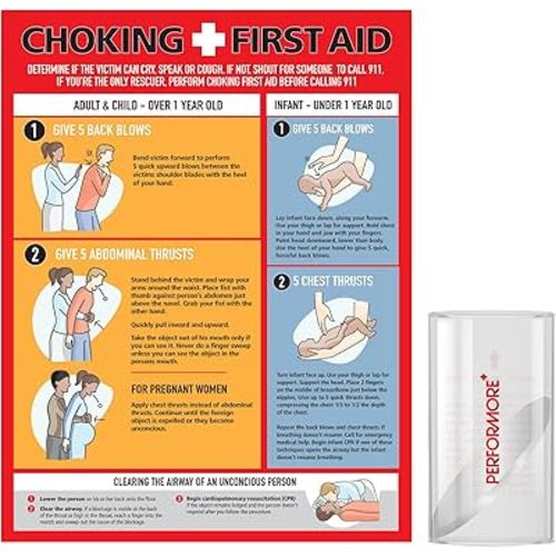 Performore Choking Poster Magnetic Back with Choke Tester Included for Infants, Children, Adults, and Pregnant Women