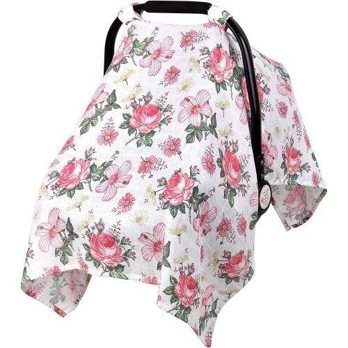 Metplus Muslin Carseat Cover for Babies,Breathable Infant Carseat Cover Lightweight Baby Carrier Cover for Girls Boys, Fit Spring Summer/Hot Days/Warm Weather