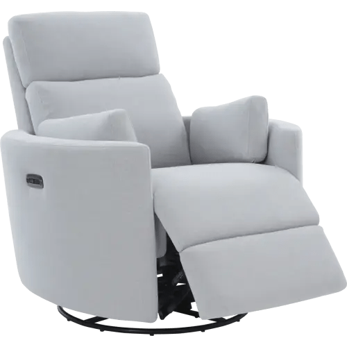 Lennox 2.0 Light Blue Polyester Fabric Swivel Glider Recliner | Rooms to Go