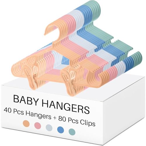 Hsei Baby Hanger with Clip for Pant,120 Packs Total,White,10.6 Inch