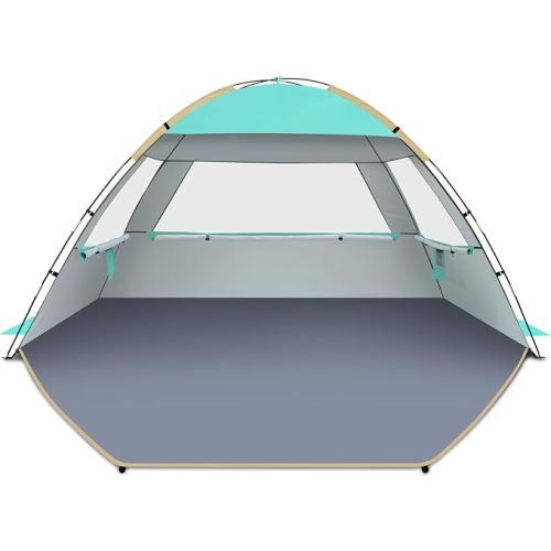 Gorich Beach Tent Sun Shelter for 3/4/6/8/10 Person with UPF 50+ UV Protection, Lightweight & Easy Setup Beach Shade Canopy, Portable Beach Shade Tent Beach Cabana