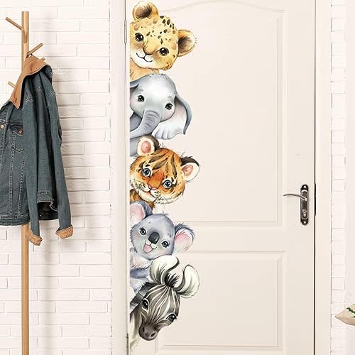 clothmile Watercolor Jungle Animal Wall Decal, PVC Sticker Decor for Kids Baby Nursery, Style 5, 51.18 x 11.94 Inch, Furniture Surface Recommendation, Waterproof, Indoor Use