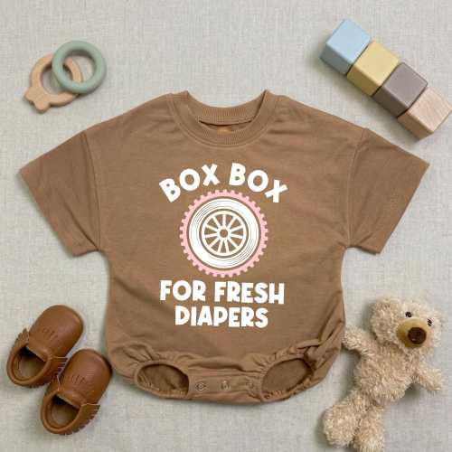 Box Box for Fresh Diapers Baby Romper, Funny F1 Baby Outfit, Racing Baby Bodysuit, Formula One Inspired Gift, Sports Baby Clothes Gift