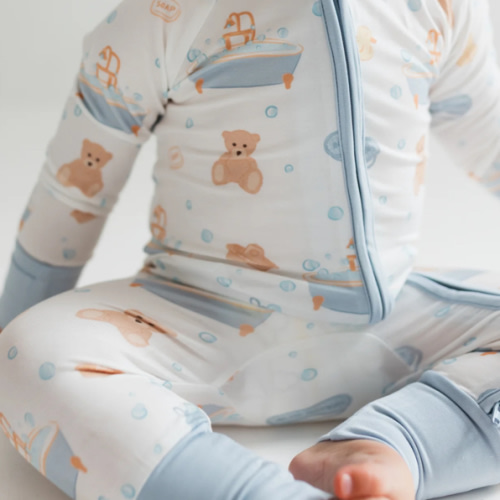 Blue Bath Time Zipper Romper – In My Jammers