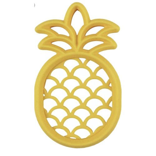 Itzy Ritzy Silicone Baby Teether - BPA-Free Infant Teether with Easy-to-Hold Design and Textured Back Side to Massage and Soothe Sore Gums, Pineapple - 1 Count (Pack of 1)
