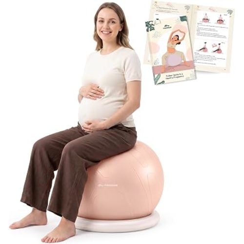 Trideer Pregnancy Birthing Ball, 1.7mm Extra Thick Yoga Ball for Maternity, Labor, Physio, Recovery, Exercise Guide & Daily Comfort Tips for All Trimesters, Anti-Burst Non-Slip Stability Ball