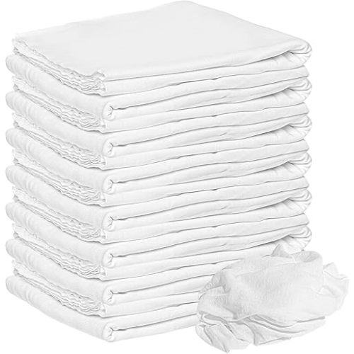 New Premium White T-Shirt Knit Rags, 100% Cotton Premium Quality Cloth Rags, Perfect for General Cleaning, Spills,Home,Staining,Polishing And More By Nabob Wipers (1Lb)