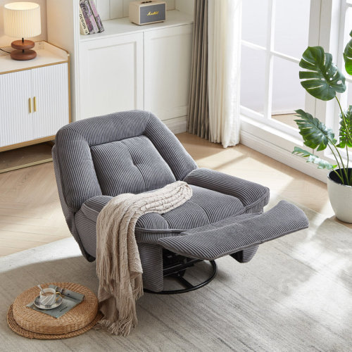 Latitude Run® 360 Degree Corduroy Swivel Upholstered Manual Recliner Chair,Theater Recliner Sofa,Nursery Glider Rocker For Living Room | Wayfair