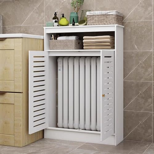 Radiator Cover Cabinet - Waterproof Heating Cover with Storage Shelves, Multi-Purpose Organizer for Towels and Shoes, Ideal for Bathrooms (23.6" Lx35.4 Hx7.8 T)
