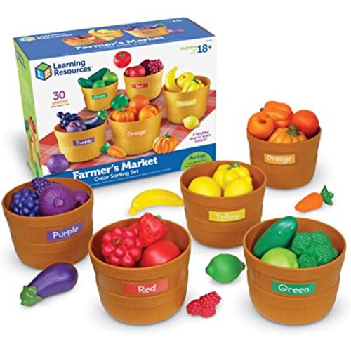 Learning Resources Farmer's Market Color Sorting Set - Play Food for Kids, Toddler Learning Toys, Grocery and Kitchen Play Toys