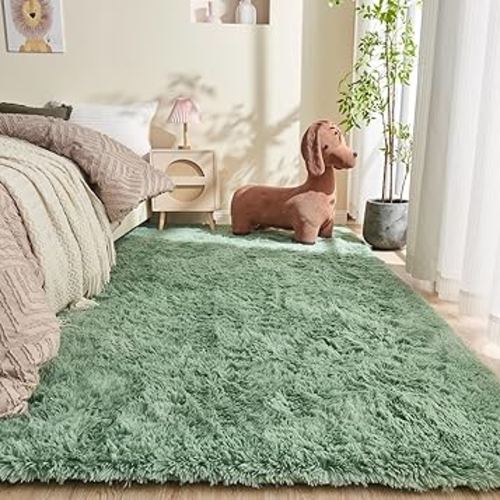 OPPODREAM 5x7 Sage Green Rugs for Bedroom, Ultra-Soft Fluffy Area Rugs for Living Room, 5 x 7 Shag Carpet for Nursery, Kids, Girl, Boy, Baby, Plush, Fuzzy, Shaggy, Mint Green Cute Home Decor