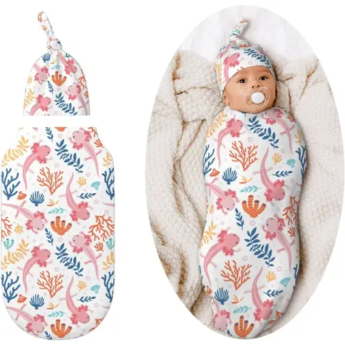 Axolotl Swaddle Blankets Newborn Receiving Blanket Baby Swaddle Wrap Soft Sleeping Sack for Baby Girls Boys