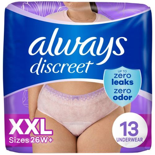Always Discreet Incontinence & Postpartum Incontinence Underwear for Women - Maximum Protection - XXL - 13ct