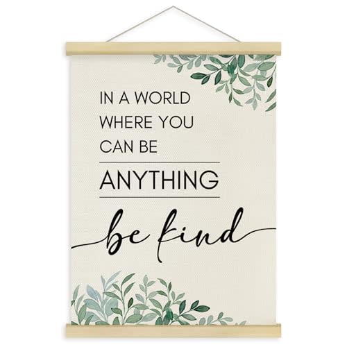 Fewgb Be Kind Mental Health Wall Art Decor for Classroom Therapy Counseling Office Nursery Playroom, Inspirational Hanging Poster Framed with Hanger, Positive Affirmations Picture Prints 12x16