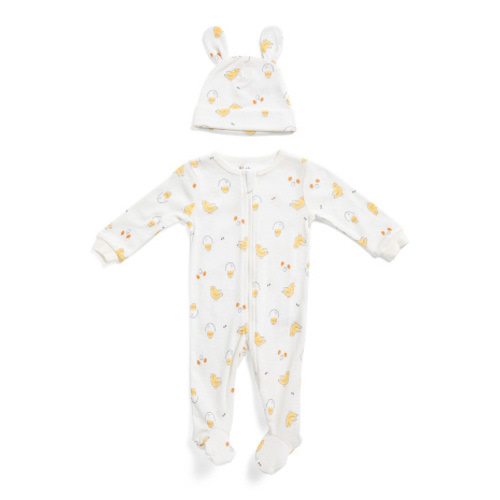 Newborn Infant 2pc Chicks Footed Coverall With Hat | Baby Boys (0-24m) | Marshalls