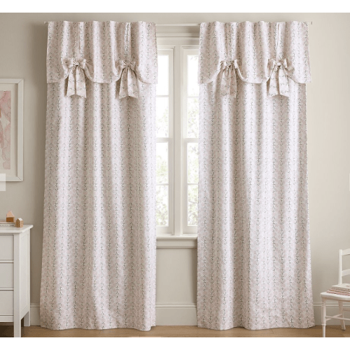 Evelyn Linen Blend Floral Bow Valance Curtain