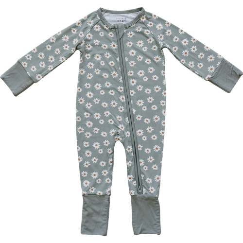 Light Green Daisy Bamboo Zipper – Mebie Baby