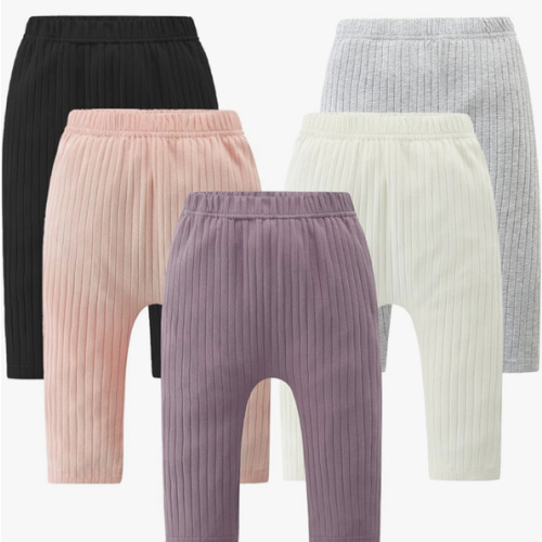 Fullfamous Baby and Toddler Girl's 5 Pack Cotton Ribbed Pull On Pants Leggings 0-4 Years