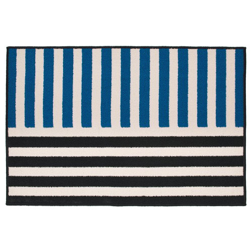 VÄNDPLATS Rug, low pile - blue black/stripe 2 ' 0 "x2 ' 11 "