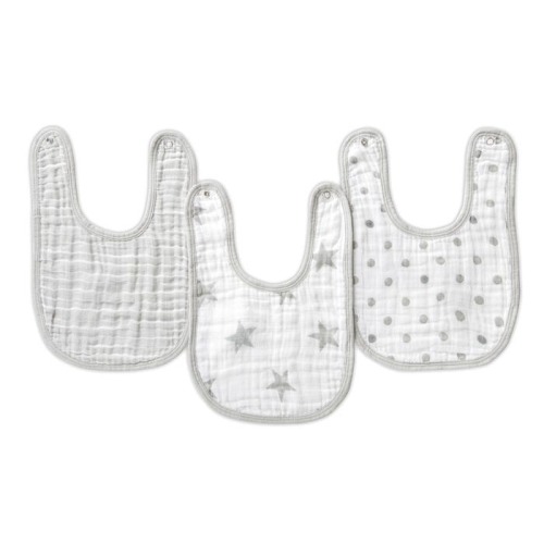 Dusty Cotton Muslin Snap Bib 3pk | aden + anais