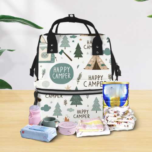 Best Diaper Bag - Camping Theme Multifunctional Large Capacity Mommy Backpack