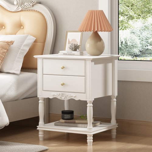 Rustic Farmhouse Accent End Table Nightstand Side Table 2 Colors White/Black