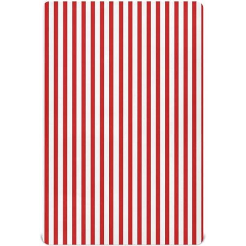 Red White Stripes Crib Sheets for Boys Girls Soft Breathable Mini Crib Sheets for Baby 52" x 28"