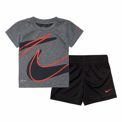 Nike Baby Boys' Dri-Fit 2-Piece Shorts Set Outfit - Black(76E526-023)/Red, 12 Months