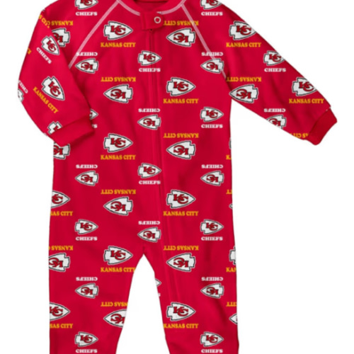 Kansas City Chiefs Red Baby Raglan Romper Pajamas - 13348270