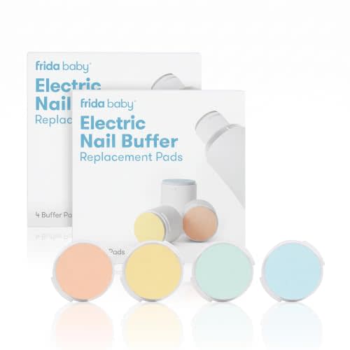 Frida Baby Electric Nail Buffer Replacement Pads | Safe + Easy Grooming, Trimming, and Nail Filing for Newborn, Toddler, or Children's Fingernails and toenails, 4 Buffer Pads (Pack of 2)