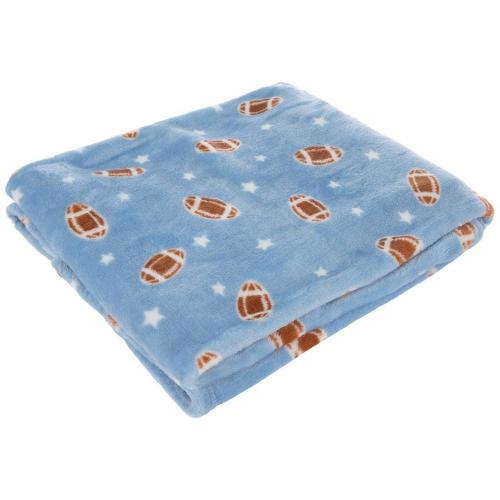 Blue Footballs & Stars Infant Blanket