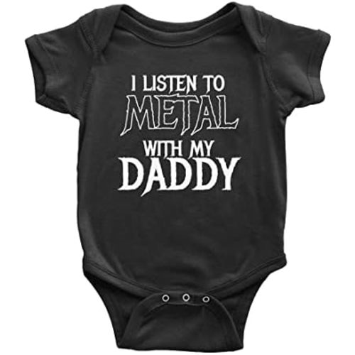I Listen to Metal with My Daddy Funny Baby Romper Bodysuits 0-24M