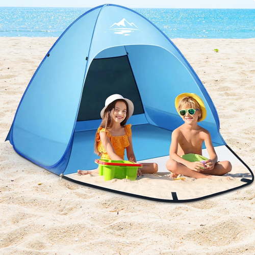 Blusmart 2-3 Person Pop up Beach Tent Sun Shelter UPF 50+ Anti-UV Portable Waterproof Fishing Camping Tent with Carry Bag, Blue