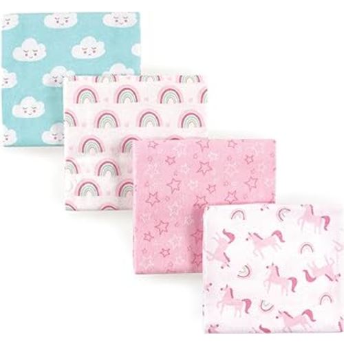 Luvable Friends Unisex Baby Cotton Flannel Receiving Blankets, Rainbow 4-Pack, One Size