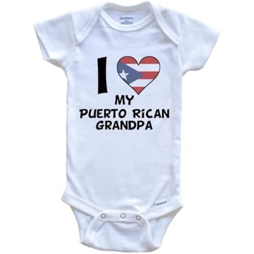 I Heart My Puerto Rican Grandpa Puerto Rico Flag One Piece Baby Bodysuit