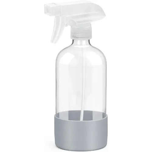 Glass Spray Bottles with Silicone Sleeve Protection, Empty 16 oz Refillable Containers, Reusable Spray Bottles with Adjustable Nozzle for Hair, Cleaning Solutions, Essential Oils 1 Pack Grey