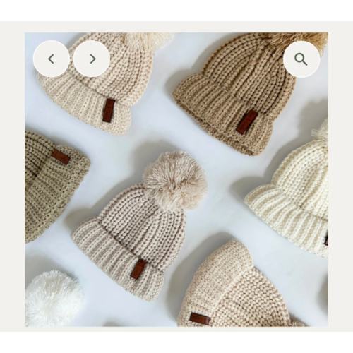 Acrylic Pom Beanie – Olive and Cradle