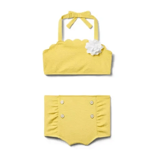 Girl Sunny Yellow Recycled Textured Rosette 2-Piece Swimsuit by Janie and Jack