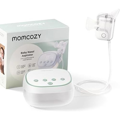 Momcozy BreezyClear Pro™ Nasal Aspirator for Baby, Hospital-Grade 75 kPa Nose Sucker with 9 Adjustable Suction Levels, Electric Nose Cleaner for Toddler, Light & Music Soothing
